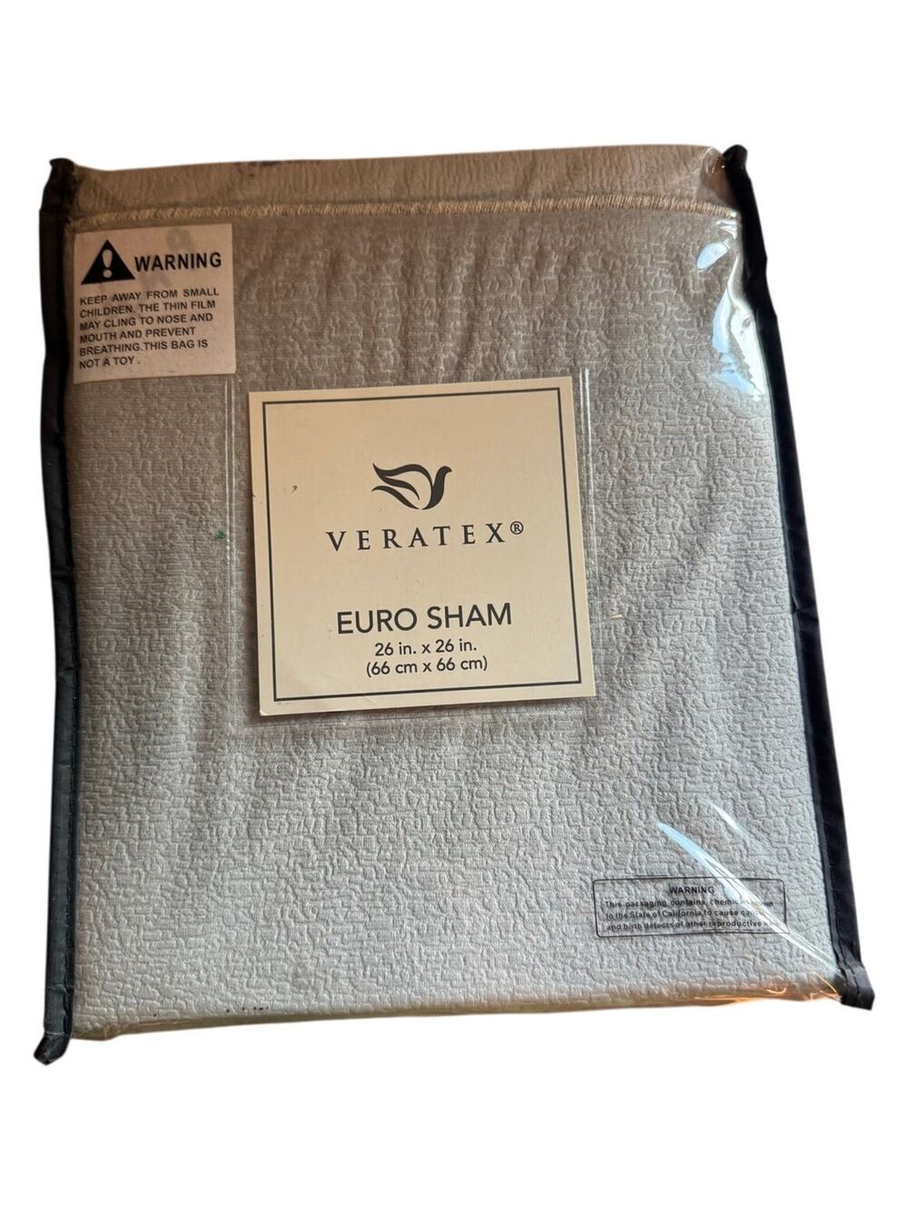 Veratex Euro Sham 26x26 Grey Pillow Cover Corded Edge Dicaprio Bedding Cover